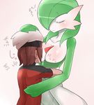  2016 big_breasts blush breast_suck breastfeeding breasts brendan clothed clothing duo eyes_closed featureless_breasts female gardevoir hand_on_head hat hug human interspecies japanese_text male male/female mammal nintendo pok&eacute;mon pok&eacute;morph pok&eacute;philia pseudo_clothing simple_background smile sucking text translation_request video_games white_background にしくんsp 