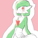  2016 blush female gardevoir looking_at_viewer nintendo pink_background pok&eacute;mon red_eyes simple_background solo standing video_games にしくんsp 