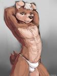  anthro briefs bulge canine chaoschaocrack clothing grey_background komponi mammal simple_background solo underwear 