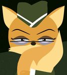  anthro black_background canine clothing eyewear female fox glasses hat lt._fox_vixen mammal military_uniform saffronpanther simple_background solo squirrel_and_hedgehog uniform 