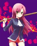  bike_shorts blush chany cosplay hayate_no_gotoku! katsura_hinagiku long_hair look-alike over_shoulder pink_hair shinai shoujo_kakumei_utena solo spandex sword sword_over_shoulder tenjou_utena tenjou_utena_(cosplay) weapon weapon_over_shoulder yellow_eyes 