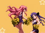  ass blush blushing cheerleader glasses hiiragi_kagami kagami_hiiragi long_hair lucky_star miyuki_takara skirt takara_miyuki twin_tails twintails 