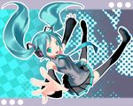  aqua_hair aqua_neckwear hatsune_miku long_hair necktie solo thighhighs twintails uni vocaloid zettai_ryouiki 