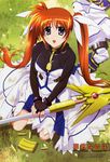  breasts cleavage highres long_hair mahou_shojo_lyrical_nanoha mahou_shojo_lyrical_nanoha_a&#039;s mahou_shojo_lyrical_nanoha_strikers nanoha nanoha_takamachi scan skirt twin_tails twintails uniform 