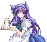  alternate_costume animal_ears cat_ears cosplay crescent crescent_hair_ornament enmaided hair_ornament imuraya_ayuka kemonomimi_mode maid patchouli_knowledge solo touhou 