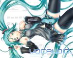  aqua_eyes aqua_hair aqua_nails detached_sleeves hatsune_miku long_hair nail_polish necktie sabamu skirt solo thighhighs twintails very_long_hair vocaloid zettai_ryouiki 