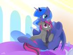  &lt;3 &lt;3_eye 2016 absurd_res ambiguous_gender animal_genitalia animal_penis balls blue_feathers braddo cutie_mark duo equine equine_penis fan_character feathered_wings feathers feral friendship_is_magic hair hi_res hooves horn long_hair mammal my_little_pony oral penis princess_luna_(mlp) sex smile tongue tongue_out underhoof unicorn winged_unicorn wings 