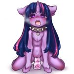  &lt;3 &lt;3_eyes 2016 anthro blush dildo dildo_sitting drooling equine female friendship_is_magic fur hair horn long_hair looking_at_viewer mammal my_little_pony open_mouth penetration purple_fur pussy saliva sex_toy simple_background solo spike_collar tolsticot twilight_sparkle_(mlp) unicorn white_background 