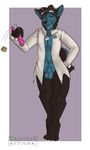 anthro balls bottomless canine chemical clothed clothing experiment eyewear fluffy goggles halloween holidays leroy27 male mammal nude scientist seductive solo standing taintedstar wusky 