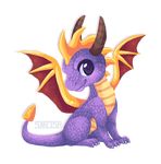 alpha_channel claws dragon horn invalid_tag looking_aside looking_at_viewer male nude purple_eyes purple_scales scales side_view simple_background smile smushey solo spyro spyro_the_dragon transparent_background video_games wings 