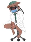  anthro blush clothed clothing cum digital_media_(artwork) doctor erection fur kennen_(lol) lab_coat ladynoface96 league_of_legends male mammal mask masturbation medical penis scrubs simple_background solo stethoscope surgeon surgical_mask video_games white_background yordle 