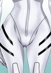  1girl ayanami_rei cameltoe close-up head_out_of_frame highres hikawadou hips legs lower_body neon_genesis_evangelion plugsuit shiny shiny_clothes simple_background solo standing thigh_gap thighs 