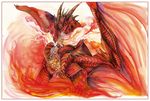  dragon feral isvoc membranous_wings nude open_mouth red_scales scales smaug solo teeth traditional_media_(artwork) wings 