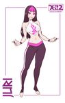  alternate_costume alternate_hairstyle artist_name barefoot black_hair character_name full_body halter_top halterneck han_juri hime_cut long_hair looking_at_viewer midriff multicolored_hair navel pants purple_eyes purple_hair smile solo stomach street_fighter street_fighter_v sweatpants tight tight_pants toeless_legwear two-tone_hair watermark web_address x-teal2 