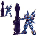  commentary_request full_body holding holding_weapon huckebein huge_weapon looking_at_viewer mecha migel_futoshi multiple_views no_humans pixel_art pointing pointing_at_viewer simple_background standing super_robot_wars weapon white_background 