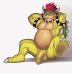  anthro balls big_penis bowser choker dreiker flaccid hands_behind_head horn koopa male mammal mario_bros muscular nintendo nude penis presenting raised_foot reptile scalie slightly_chubby solo thick_penis turtle uncut video_games 