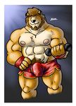  anthro boxers_(clothing) bulge clothing exercise feline hi_res hyper hyper_muscles lion male mammal muscular nipples nude pants pose solo underwear workout yasser 