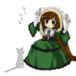  brown_hair cat dress heterochromia rozen_maiden suiseiseki tail 