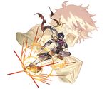  angry armor black_hair boots clenched_hand full_body granblue_fantasy hair_over_one_eye kicking male_focus minaba_hideo official_art open_mouth projected_inset scarf sentai shirou_(granblue_fantasy) solo sword transparent_background weapon 