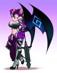  anthro armor bat clothed clothing fangs female kittydee loincloth mammal melee_weapon smile solo standing sword teeth thick_thighs weapon wings 
