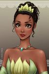  absurdres artist_name black_hair brown_eyes dark_skin gloves hairband highres jewelry lips looking_at_viewer mari945 red_lips smile solo the_princess_and_the_frog tiana_(the_princess_and_the_frog) upper_body 