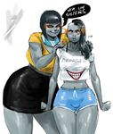  alien big_breasts big_butt blush breasts butt cleavage clothed clothing crossgender darkseid daughter female grail_(dc) huge_butt mother mother_and_daughter parent redfred under_boob wide_hips 