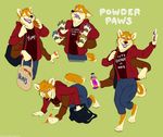  2016 4_arms anthro canine chalk clothing dog drawing english_text food jacket kobi_lacroix looking_at_viewer male mammal multi_arm multi_limb open_mouth shiba_inu smile text 