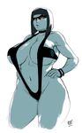  alien big_breasts breasts cleavage clothed clothing crossgender darkseid female not_furry redfred skimpy solo string_bikini thick_thighs wide_hips 