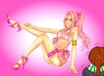  earrings feet final_fantasy jewelry legs long_hair navel palom pink_hair ponytail porom pose sandals see-through underwear 