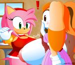 ! amy_rose anthro big_breasts breasts cleveage clothing embarrassed female fur gloves hedgehog huge_breasts hyper lagomorph mammal nipples pink_fur rabbit slickehedge smile sonic_(series) surprise vanilla_the_rabbit 