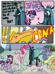  2016 applejack_(mlp) blonde_hair cage changeling comic cutie_mark dialogue earth_pony english_text equine female feral friendship_is_magic group hair hooves horn horse mammal my_little_pony pink_hair pinkie_pie_(mlp) pony queen_chrysalis_(mlp) shrabby text twilight_sparkle_(mlp) winged_unicorn wings 