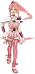  bracelet cloack dress earrings feet final_fantasy jewelry legwear long_hair official_art pink_hair ponytail porom sandals striped_legwear toes walking 