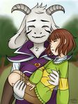  ambiguous_gender asriel_dreemurr canihaspie_(artist) caprine chara_(undertale) clothing goat human male mammal undertale video_games 