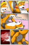  anthro balls blonde_hair blush canine comic cum cum_in_pussy cum_inside drooling female fox hair incest internal kitsune_youkai knot knotting lying male male/female mammal missionary_position on_back penetration penis pussy saliva sex text vaginal vaginal_penetration 