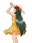  dress fang green_hair hat smile suzumiya_haruhi_no_yuuutsu tsuruya very_long_hair yellow_dress yellow_eyes 