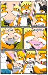  anthro bed blonde_hair breast_lick breasts brother canine clothed clothing comic fox hair incest kitsune_youkai licking mammal sibling sister text tongue tongue_out topless 