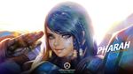  alternate_eye_color armor artist_name bangs black_hair blue_eyes braid brown_lipstick character_name closed_mouth dark_skin eye_of_horus eyelashes eyeliner face facial_mark facial_tattoo gauntlets hair_tubes hand_up highres lipstick looking_at_viewer makeup overwatch pauldrons pharah_(overwatch) power_armor salute short_hair shoulder_pads side_braids sidelocks smile solo sonacia swept_bangs tattoo turtleneck watermark web_address 