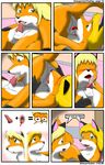  69_position anthro balls bed blonde_hair blush brother canine comic cunnilingus fellatio female fox hair incest kitsune_youkai knot male mammal oral penis pussy sex sibling sister text vaginal 