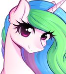  2016 equine eyelashes female feral fluffymaiden friendship_is_magic hair horn long_hair looking_at_viewer mammal multicolored_hair my_little_pony portrait princess_celestia_(mlp) purple_eyes simple_background smile solo unicorn white_background 