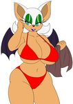  2016 anthro bat big_breasts bikini breasts cleavage clothed clothing female huge_breasts mammal membranous_wings rouge_the_bat smile solo sonic_(series) speeds swimsuit wings 