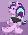  2016 anus blush butt clothing cutie_mark dock equine eyelashes female feral friendship_is_magic glowing hair hi_res hooves horn kit-bash looking_at_viewer looking_back magic mammal my_little_pony rear_view smile solo starlight_glimmer_(mlp) tongue tongue_out underhoof underwear unicorn 