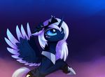  blue_eyes blue_fur equine eyelashes feathered_wings feathers female femle feral friendship_is_magic fur gradient_background hair horn magnaluna mammal my_little_pony princess_luna_(mlp) simple_background smile solo white_hair winged_unicorn wings 