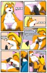  anthro bed blonde_hair blush brother canine clothing comic cunnilingus female fox hair incest kitsune_youkai male mammal oral panties sex sibling sister text underwear vaginal wet_panties 