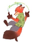  anthro brown_fur canine clothing dipstick disney fox fur looking_back male mammal nick_wilde orange_fur pants shirt simple_background solo t-shirt tongue tongue_out zootopia 騰騰騰 