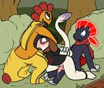  anal balls blush clothed clothed_sex clothing cum cum_in_ass cum_inside feral group kiiro_the_scrafty male male/male nintendo nude penis pok&eacute;mon scrafty sex simple_background smeargle trout_(artist) uncut video_games weavile white_background 