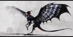  ambiguous_gender black_bars black_skin claws digital_media_(artwork) dragon feral horn isvoc membranous_wings nude scales simple_background solo spines white_scales wings 