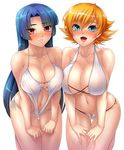  2girls barefoot beach bikini blonde_hair blue_eyes blue_hair breast_press breasts curvy embarrassed female hime_cut igawa_sakura kagami_hirotaka large_breasts lilith-soft long_hair looking_at_viewer multiple_girls nipples o-ring_bikini official_art one-piece_swimsuit open_mouth orange_hair red_eyes shiny shiny_hair shiny_skin short_hair sideboob simple_background smile solo sting_bikini swimsuit taimanin_asagi taimanin_asagi_battle_arena very_long_hair white_bikini white_swimsuit yatsu_murasaki 