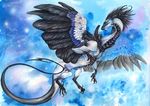  black_feathers black_hair claws digital_media_(artwork) dragon feathered_dragon feathers feral hair horn isvoc nude solo traditional_media_(artwork) watercolor_(artwork) 
