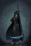  absurdres ashes_of_ariandel barefoot character_request cloak dark_souls_iii highres hood scythe sister_friede sketch solo souls_(from_software) steamkuma sword weapon 