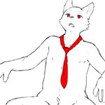  body_hair canine dog happy_trail mammal necktie nude open_mouth red_eyes simple_background sitting sketch 騰騰騰 